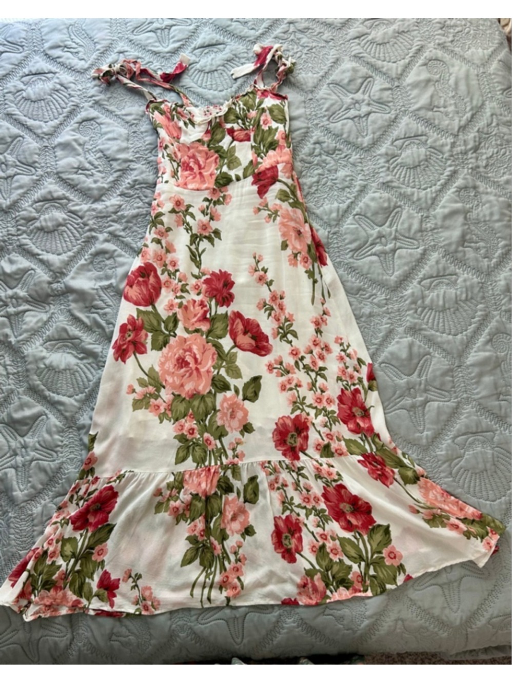 Reformation Nikita Etienne Floral Midi Dress Size 2 Tie Strap Cottagecore - Picture 2 of 13